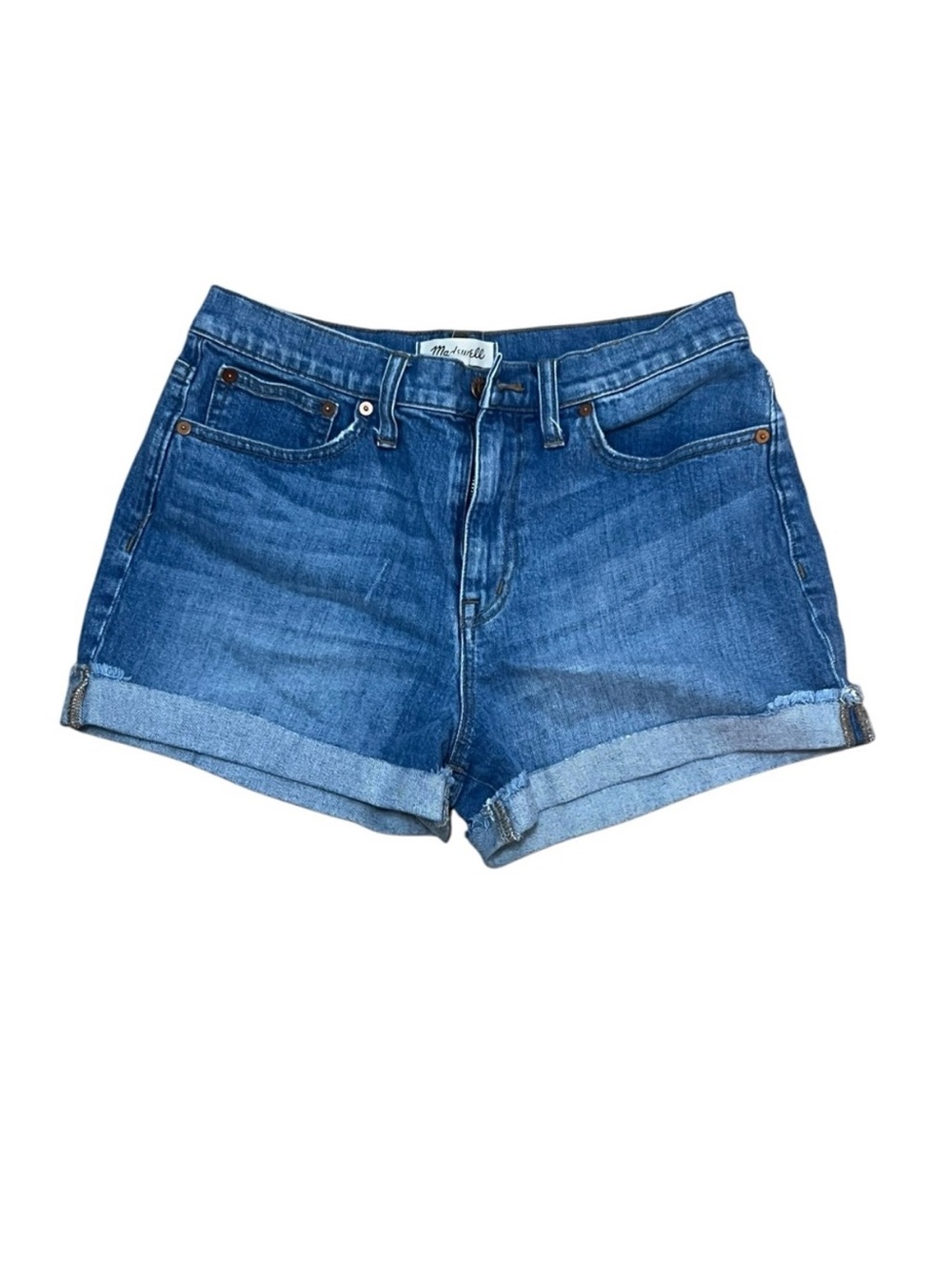Madewell The Perfect Jean High Rise Blue Rolled Cuff Denim Shorts